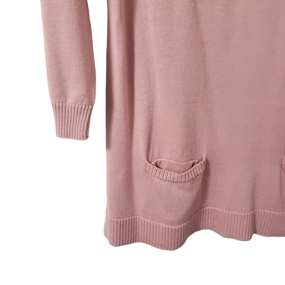 Talbots 3/4 Sleeve Front Pocket Zipper Back Sweater Pink Sz Small - Picture 4 of 13